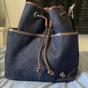 Denim and Brown Leather Women's Ralph Lauren Bag